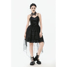 Darkinlove Women's Gothic Multi-Layered Lace Fishtail Slip Dress