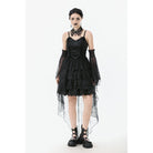 Darkinlove Women's Gothic Multi-Layered Lace Fishtail Slip Dress