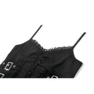 Darkinlove Women's Gothic Multilayer Buckle Straps Lace Patchwork Tank Top