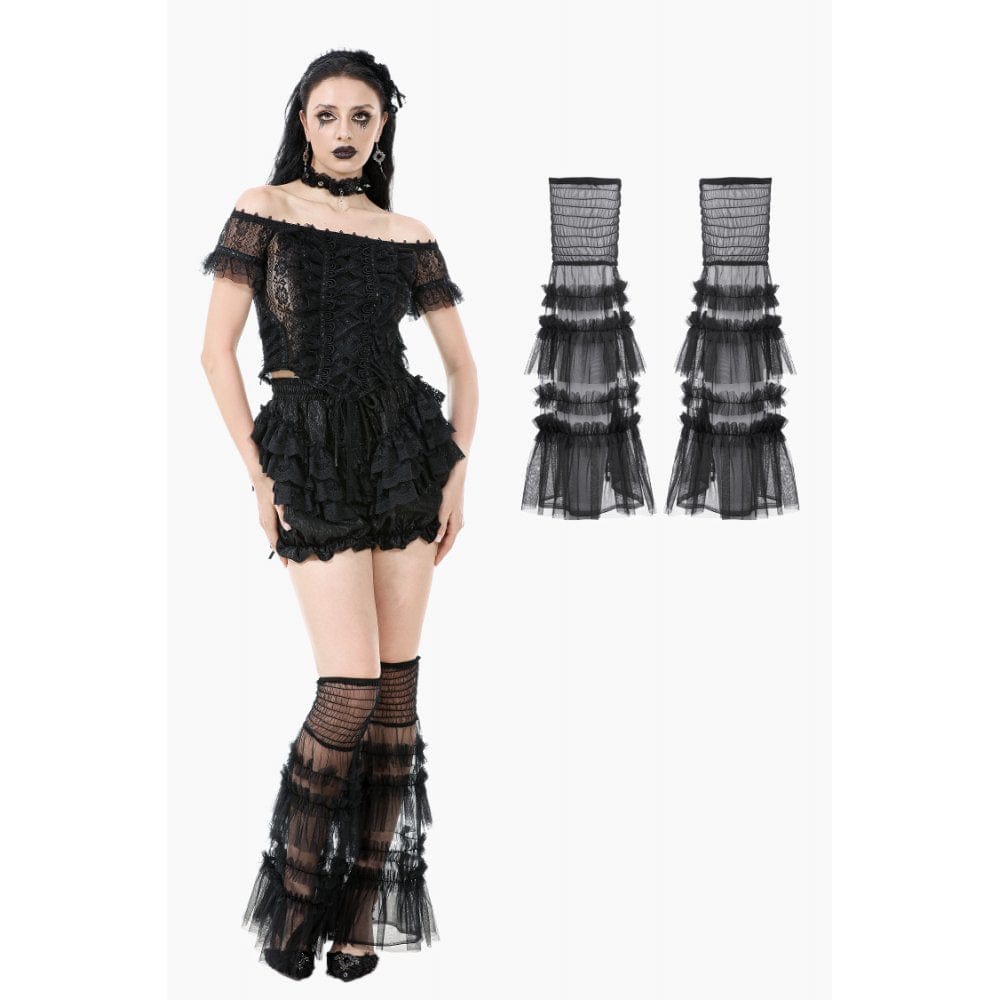 Darkinlove Women's Gothic Multilayer Mesh Leg Warmer