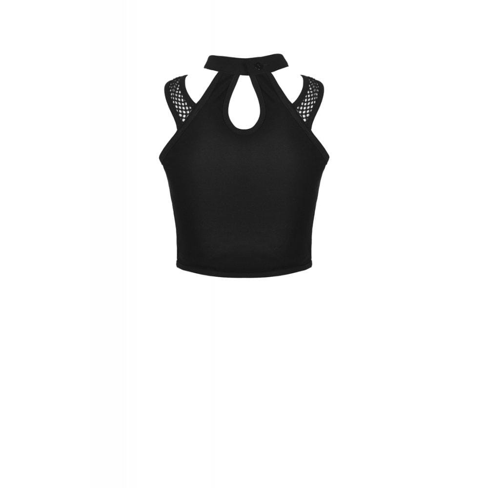 Darkinlove Women's Gothic Net Splicing Midriff-baring Tank Tops