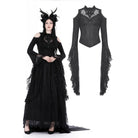 Darkinlove Women's Gothic Off Shoulder Lace Flared Sleeved Blouse