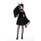 Darkinlove Women's Gothic Off Shoulder Lace Splice Dress