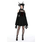 Darkinlove Women's Gothic Off Shoulder Lace Splice Dress