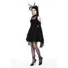 Darkinlove Women's Gothic Off Shoulder Lace Splice Dress