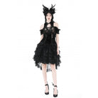 Darkinlove Women's Gothic Off Shoulder Lace Splice Velvet Top