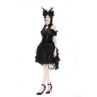 Darkinlove Women's Gothic Off Shoulder Lace Splice Velvet Top