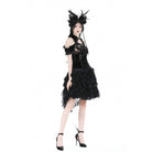 Darkinlove Women's Gothic Off Shoulder Lace Splice Velvet Top