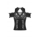 Darkinlove Women's Gothic Off Shoulder Lace Splice Velvet Top