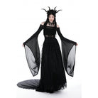 Darkinlove Women's Gothic Off Shoulder Lace-up Mesh Blouse