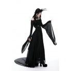 Darkinlove Women's Gothic Off Shoulder Lace-up Mesh Blouse