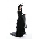 Darkinlove Women's Gothic Off Shoulder Lace-up Mesh Blouse