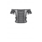 Darkinlove Women's Gothic Off Shoulder Ruffles Lace Top