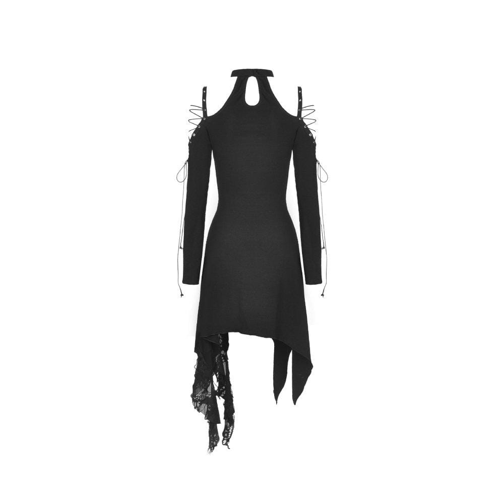 Darkinlove Women's Gothic Off-shoulders Ripped Slip Dresses