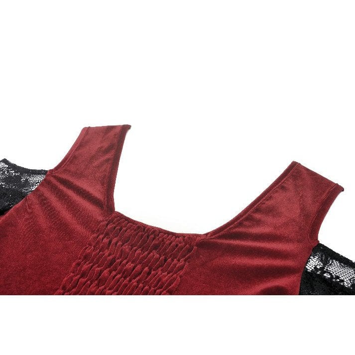 Darkinlove Women's Gothic Off-the-shoulder Contrast Color Lace Top