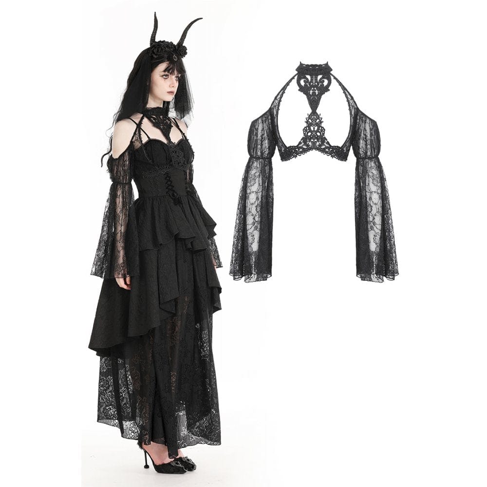 Darkinlove Women's Gothic Off-the-shoulder Cutout Lace Cape