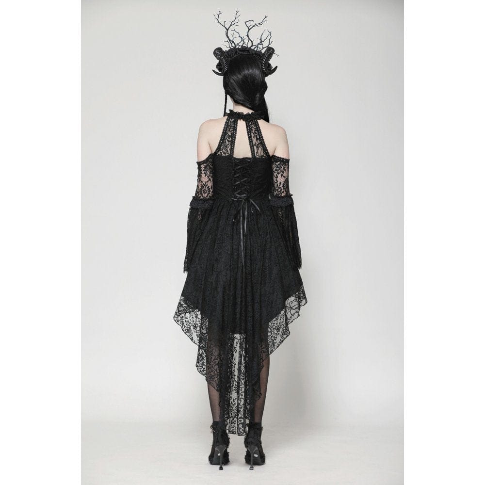 Darkinlove Women's Gothic Off-the-Shoulder High/Low Lace Evening Dress