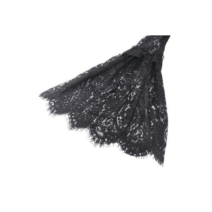 Darkinlove Women's Gothic Off-the-Shoulder High/Low Lace Evening Dress