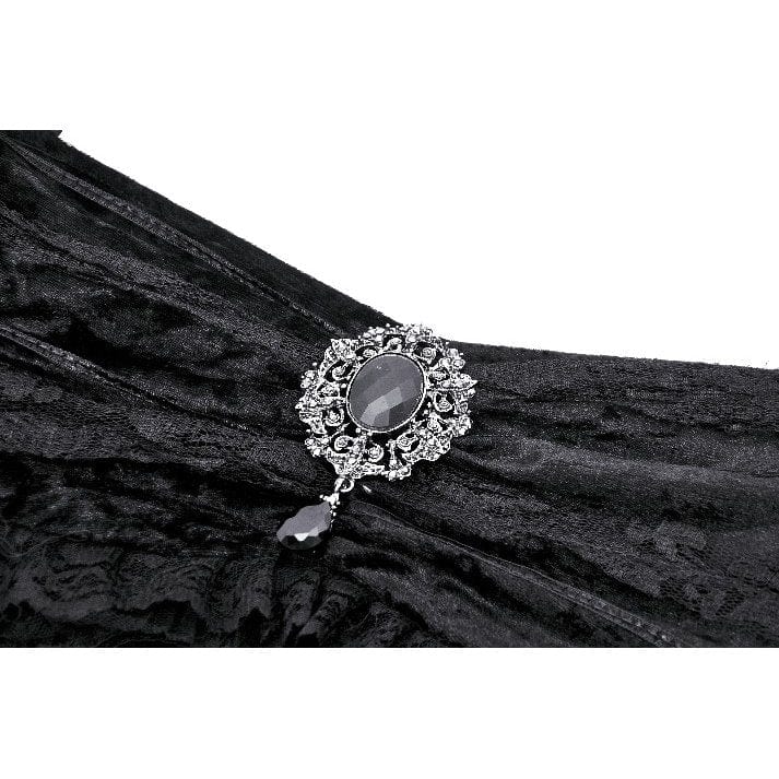 Darkinlove Women's Gothic Off-the-Shoulder High/Low Velvet Prom Dress
