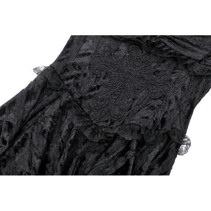 Darkinlove Women's Gothic Off-the-Shoulder High/Low Velvet Prom Dress