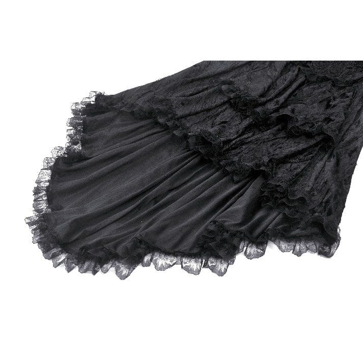 Darkinlove Women's Gothic Off-the-Shoulder High/Low Velvet Prom Dress