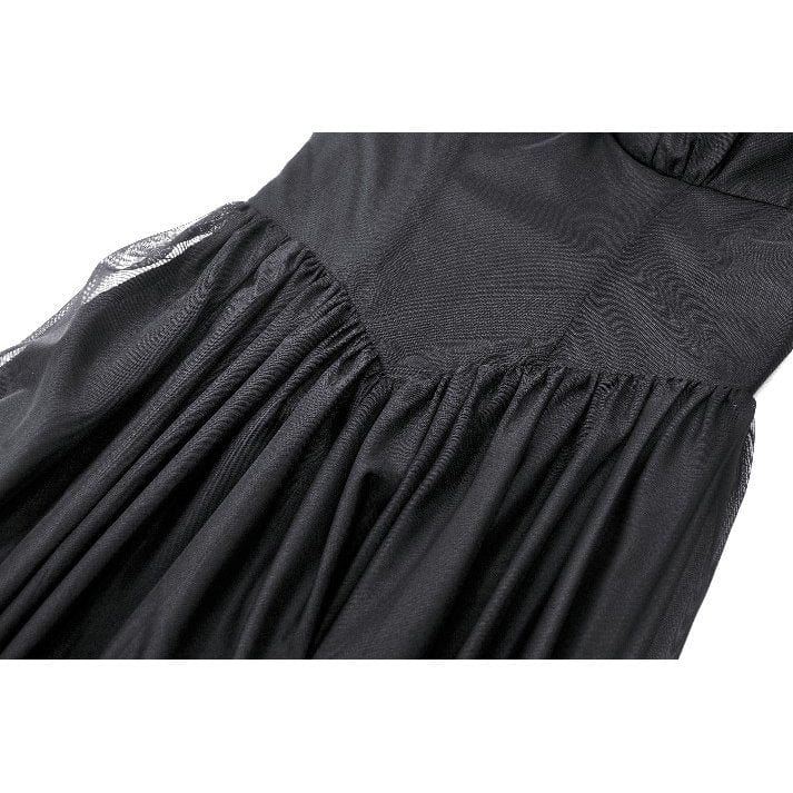 Darkinlove Women's Gothic Off-the-Shoulder Lace Splice Ball Gown Dress
