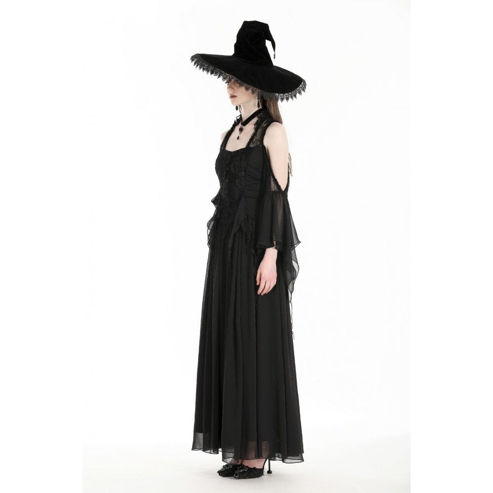 Darkinlove Women's Gothic Off-the-shoulder Lace Splice Halloween Dress
