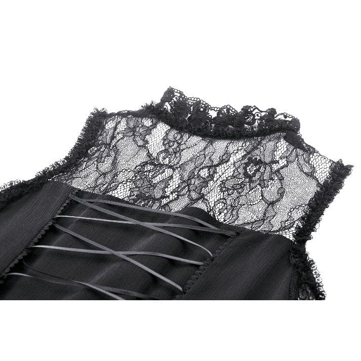 Darkinlove Women's Gothic Off-the-shoulder Lace Splice Halloween Dress