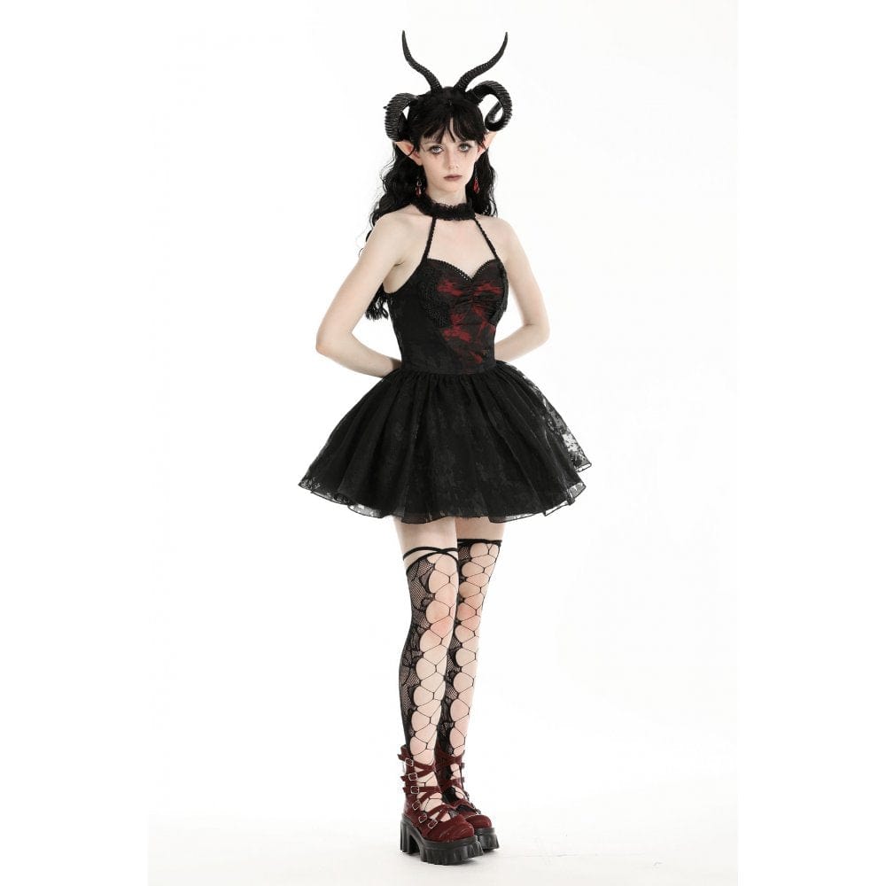 Darkinlove Women's Gothic Off-the-shoulder Mesh Splice Halloween Dress