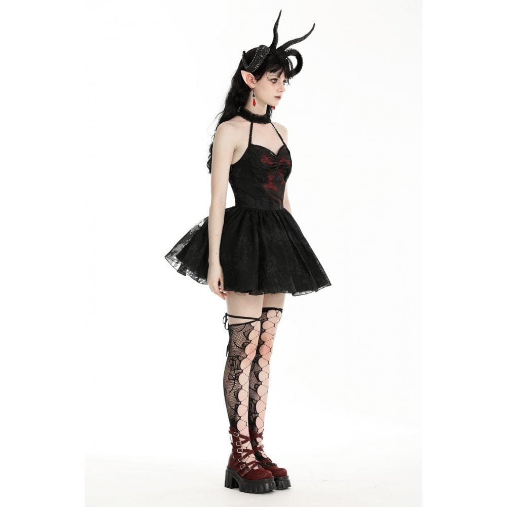 Darkinlove Women's Gothic Off-the-shoulder Mesh Splice Halloween Dress