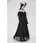Darkinlove Women's Gothic Off-the-Shoulder Ruffled Lace Splice Prom Dress
