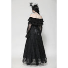 Darkinlove Women's Gothic Off-the-Shoulder Ruffled Lace Splice Prom Dress