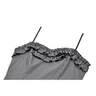 Darkinlove Women's Gothic Pinstripe Multilayer Falbala Slip Dress