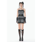 Darkinlove Women's Gothic Pinstripe Multilayer Falbala Slip Dress