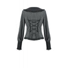 Darkinlove Women's Gothic Pinstripe Peter Pan Collar Long Sleeved Shirt