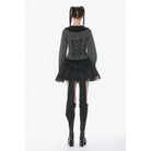 Darkinlove Women's Gothic Pinstripe Peter Pan Collar Long Sleeved Shirt