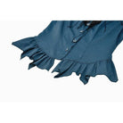 Darkinlove Women's Gothic Pinstripe Puff Sleeved Shirt with Detachable Bat Bow Tie