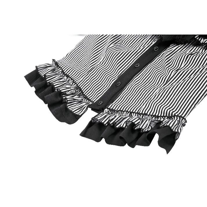 Darkinlove Women's Gothic Pinstripe Swallow-tailed Shirt with Detachable Tie