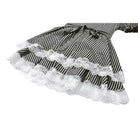 Darkinlove Women's Gothic Pinstripes Ruffles Lace Hem Dress