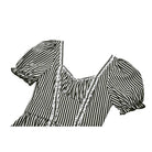 Darkinlove Women's Gothic Pinstripes Ruffles Lace Hem Dress