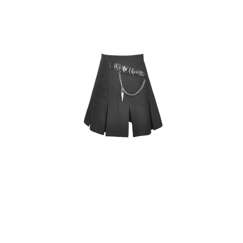 Darkinlove Women's Gothic Pleated Skirts With Belt