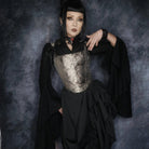 Darkinlove Women's Gothic Pleated Toned Horn Long Sleeved Shirt