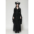 Darkinlove Women's Gothic Pleated Toned Horn Long Sleeved Shirt