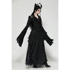 Darkinlove Women's Gothic Pleated Toned Horn Long Sleeved Shirt