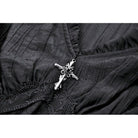 Darkinlove Women's Gothic Pleated Toned Horn Long Sleeved Shirt