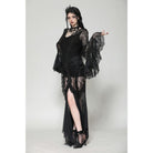 Darkinlove Women's Gothic Plunging Flared Sleeved Lace Shirt