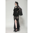 Darkinlove Women's Gothic Plunging Flared Sleeved Lace Shirt
