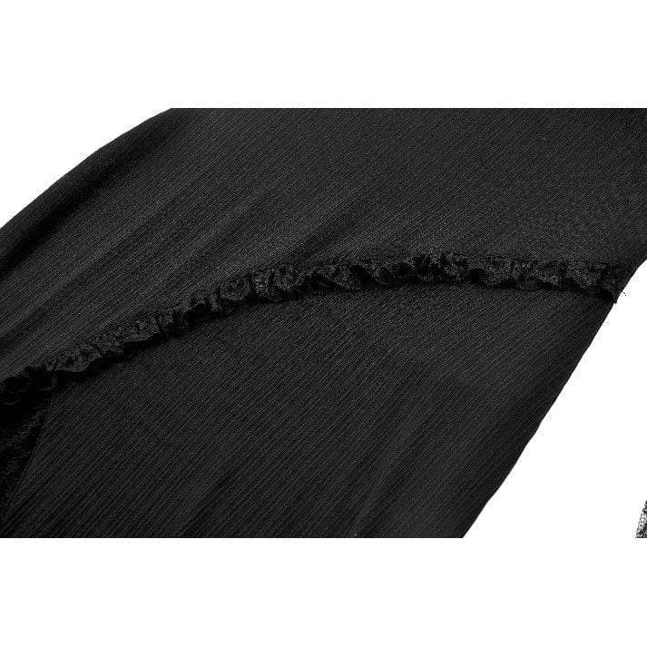 Darkinlove Women's Gothic Plunging Lace Splice Split Dress
