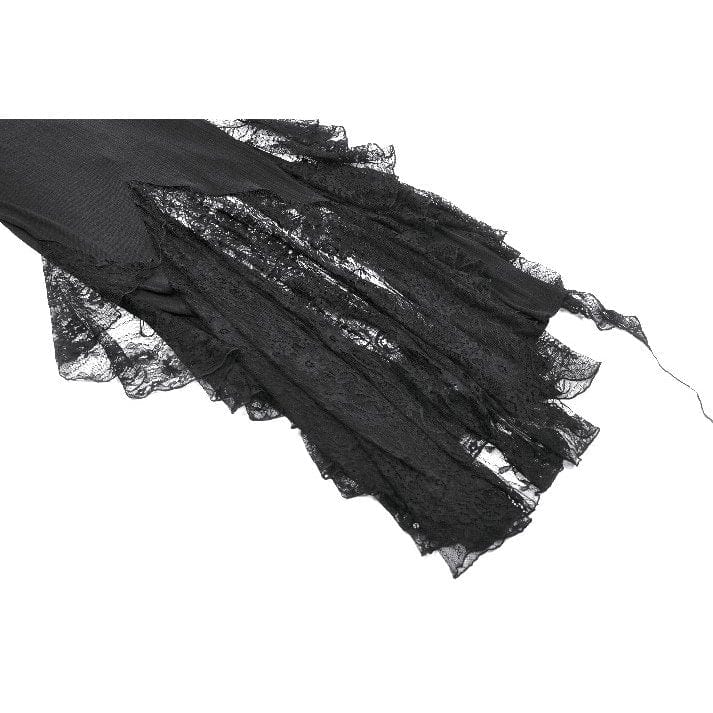 Darkinlove Women's Gothic Plunging Lace Splice Split Dress