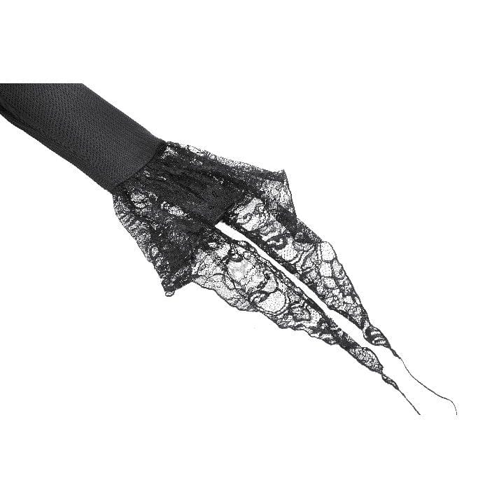 Darkinlove Women's Gothic Plunging Lace Splice Split Dress